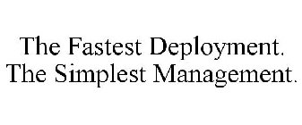 THE FASTEST DEPLOYMENT. THE SIMPLEST MANAGEMENT.