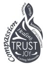 COMPASSÍON HEALING TRUST JOY CARING MOMENTS INSPIRED CLARITY INTENTION EMPOWERMENT