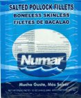 SALTED POLLOCK FILLETD BONELESS SKINLESS FILETES DE BACALAO NUMAR MUCHO GUSTO, MÁS SABOR