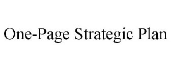 ONE-PAGE STRATEGIC PLAN