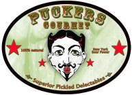 PUCKERS GOURMET, SUPERIOR PICKLED DELECTABLES, 100% NATURAL NEW YORK SOUR POWER
