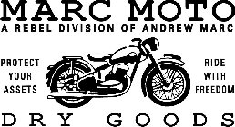 MARC MOTO A REBEL DIVISION OF ANDREW MARC DRY GOODS PROTECT YOUR ASSETS RIDE WITH FREEDOM