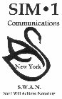 SIM·1 COMMUNICATIONS NEW YORK S.W.A.N. SIM1 WILL ACHIEVE NOTORIETY