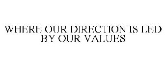 WHERE OUR DIRECTION IS LED BY OUR VALUES
