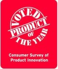 VOTED PRODUCT OF THE YEAR CONSUMER SURVEY OF PRODUCT INNOVATION