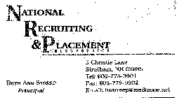 NATIONAL RECRUITING & PLACEMENT