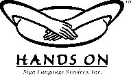 HANDS ON SIGN LANGUAGE SERVICES AND THE LOGO.