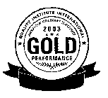 QUALITY INSTITUTE INTERNATIONAL AMERICAN CULINARY INSTITUTE 2003 GOLD PERFORMANCE