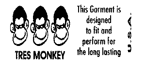 TRES MONKEY THIS GARMENT IS DESIGNED TO FIT AND PERFORM FOR THE LONG LASTING U.S.A.