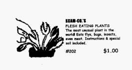SCAM-CO.'S FLESH EATING PLANTS THE MOST UNUSUAL PLANT IN THE WORLD EATS FLYS, BUGS, INSECTS, EVEN MEAT.  INSTRUCTIONS & SPECIAL SOIL INCLUDED #202 $1.00