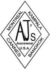 AJ'S JEANSWEAR U.S.A MONTREAL KAMPALA CANNES BANGKOK