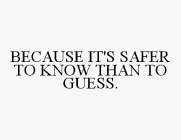 BECAUSE IT'S SAFER TO KNOW THAN TO GUESS.