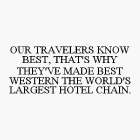 OUR TRAVELERS KNOW BEST, THAT'S WHY THEY'VE MADE BEST WESTERN THE WORLD'S LARGEST HOTEL CHAIN.