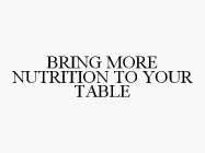 BRING MORE NUTRITION TO YOUR TABLE