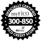 OFFICIALLY CERTIFIED; FAIRISAAC; MYFICO; FICO CREDIT SCORE; 300-850