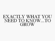 EXACTLY WHAT YOU NEED TO KNOW...TO GROW