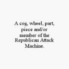 A COG, WHEEL, PART, PIECE AND/OR MEMBER OF THE REPUBLICAN ATTACK MACHINE.