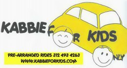 KABBIE FOR KIDS ONLY PRE-ARRANGED RIDES 312 493 4263 WWW.KABBIEFORKIDS.COM