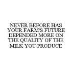 NEVER BEFORE HAS YOUR FARM'S FUTURE DEPENDED MORE ON THE QUALITY OF THE MILK YOU PRODUCE