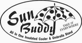 SUN BUDDY ALL IN ONE INSULATED COOLER &UMBRELLA STAND TAKE IT EVERYWHERE