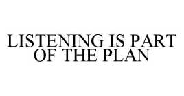 LISTENING IS PART OF THE PLAN
