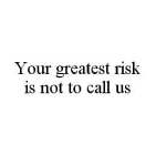 YOUR GREATEST RISK IS NOT TO CALL US
