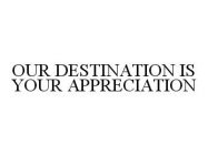OUR DESTINATION IS YOUR APPRECIATION