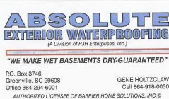 ABSOLUTE EXTERIOR WATERPROOFING (A DIVISION OF RJH ENTERPRISES, INC.) 