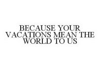 BECAUSE YOUR VACATIONS MEAN THE WORLD TO US