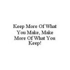 KEEP MORE OF WHAT YOU MAKE, MAKE MORE OF WHAT YOU KEEP!