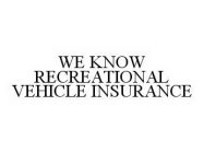 WE KNOW RECREATIONAL VEHICLE INSURANCE