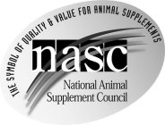THE SYMBOL OF QUALITY & VALUE FOR ANIMAL SUPPLEMENTS NASC NATIONAL ANIMAL SUPPLEMENT COUNCIL