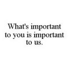 WHAT'S IMPORTANT TO YOU IS IMPORTANT TO US.