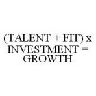 (TALENT + FIT) X INVESTMENT = GROWTH
