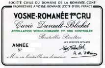 SOCIETE CIVILE DU DOMAINE DE LA ROMANEE-CONTI PROPRIETAIRE A VOSNE-ROMANEE (COTE-D'OR) FRANCE VOSNE-ROMANEE 1ER CRU CUVEE DUVAULT-BLOCHET APPELLATION VOSNE-ROMANEE 1ER CRU CONTROLEE BOUTEILLES RECOLTE