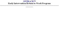ONTRACK EARLY INTERVENTION RETURN TO WORK PROGRAM
