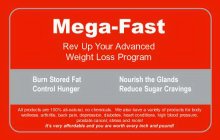 MEGA-FAST REV UP YOUR ADVANCED WEIGHT LOSS PROGRAM BURN STORED FAT CONTROL HUNGER NOURISH THE GLANDS REDUCE SUGAR CRAVINGS
