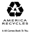 AMERICA RECYCLES IT ALL COMES BACK TO YOU.
