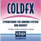 COLDFX STRENGTHENS THE IMMUNE SYSTEM' NON-DROWSY CVT-E002 · A DIETARY SUPPLEMENT · PATENTED CBP CERTIFIED CHEMBIOPRINT