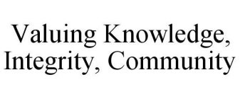 VALUING KNOWLEDGE, INTEGRITY, COMMUNITY