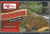 AUNT BESSIE'S EST. 1958 FINEST QUALITY MEATS SPARERIBS PORK SPARE RIBS GREAT APPETIZER OR ENTREE! KEEP FROZEN  READY TO COOK SERVING SUGGESTION VALUE PACK PACKED FOR CKF FOODS, INC. MOUNT PROSPECT, 