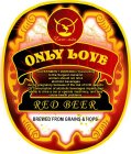 EURO-ASIA ONLY LOVE RED BEER BREWED FROM GRAINS AND HOPS