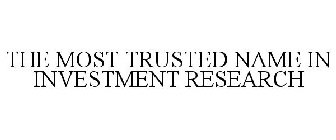 THE MOST TRUSTED NAME IN INVESTMENT RESEARCH