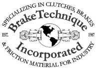 BRAKETECHNIQUE INCORPORATED EST. 1987 SPECIALIZING IN CLUTCHES, BRAKES & FRICTION MATERIAL FOR INDUSTRY