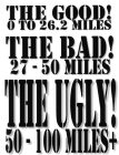 THE GOOD! 0 TO 26.2 MILES THE BAD! 27-50 MILES THE UGLY! 50-100 MILES+