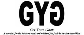 GYG GET YOUR GOAT! A NEW DEAL FOR THE BATTLE ON WEEDS AND WILDLAND FIRE FUELS IN THE AMERICAN WEST.