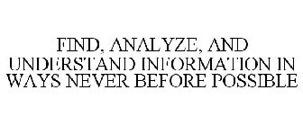 FIND, ANALYZE, AND UNDERSTAND INFORMATION IN WAYS NEVER BEFORE POSSIBLE