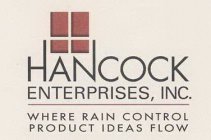 HANCOCK ENTERPRISES, INC. WHERE RAIN CONTROL PRODUCT IDEAS FLOW