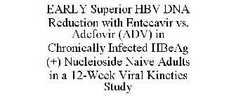 EARLY SUPERIOR HBV DNA REDUCTION WITH ENTECAVIR VS. ADEFOVIR (ADV) IN CHRONICALLY INFECTED HBEAG (+) NUCLEIOSIDE NAIVE ADULTS IN A 12-WEEK VIRAL KINETICS STUDY