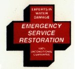 EXPERTS IN WATER DAMAGE EMERGENCY SERVICE RESTORATION 100% UNCONDITIONAL GUARANTEE